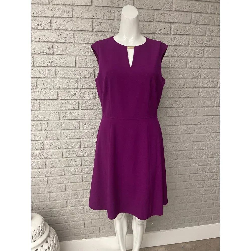 Tahari Arthur S Levine Women Purple Sleeveless Fit & Flare Dress Size 8